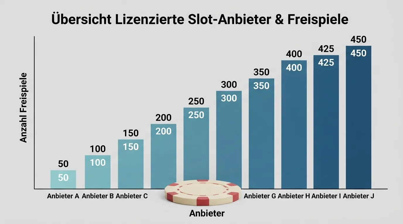 Vereinfachte visuelle Rangliste der zehn Anbieter mit ihren Freispiel-Zahlen