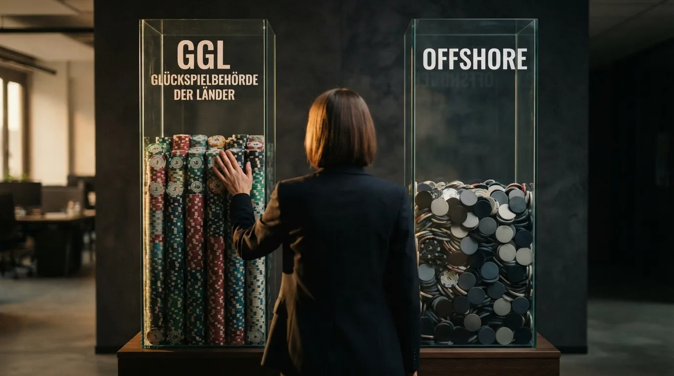Vergleichstabelle als visuelles Element: GGL-Säule vs. Offshore-Säule mit Lizenzsymbolen