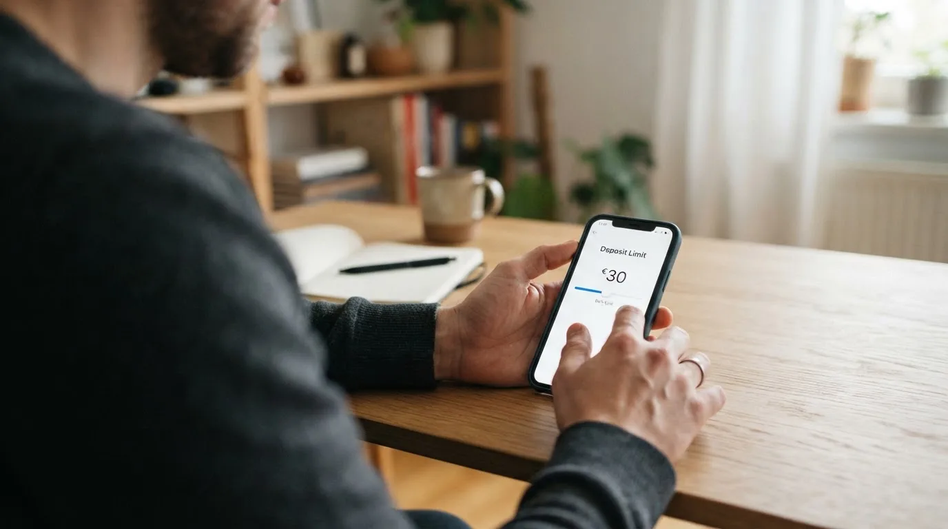 Dashboard eines Einzahlungslimit-Dialogs mit 30 Euro