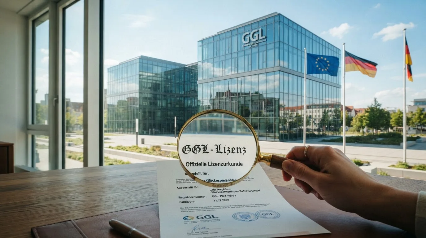 Das GGL-Gebäude in Halle (Saale) oder das GGL-Logo neben einem EU-Sternenkranz