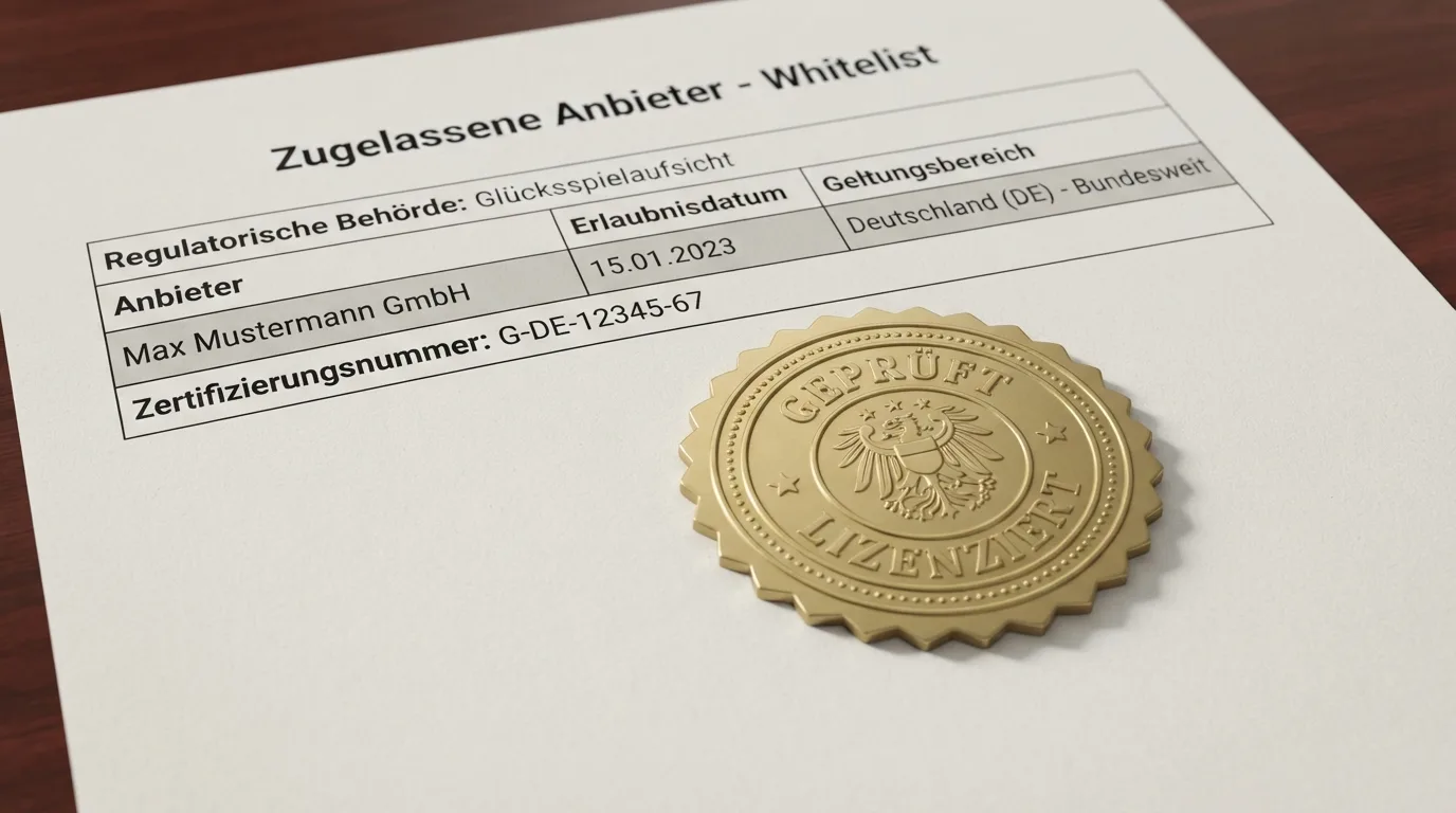 GGL-Logo neben vergrößertem Ausschnitt der Whitelist-Tabelle mit hervorgehobenem Eintrag