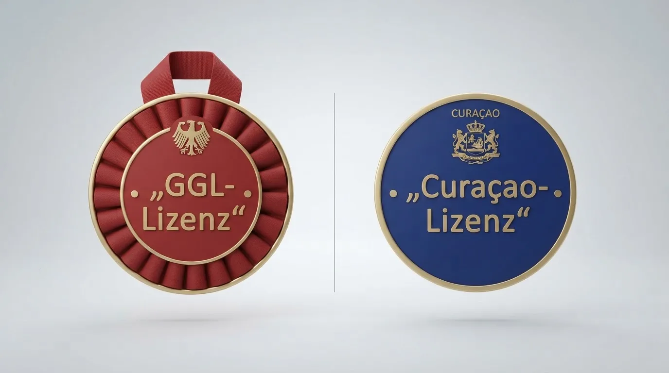 GGL-Siegel neben Curaçao-Flagge, dazwischen Deutschlandkarte