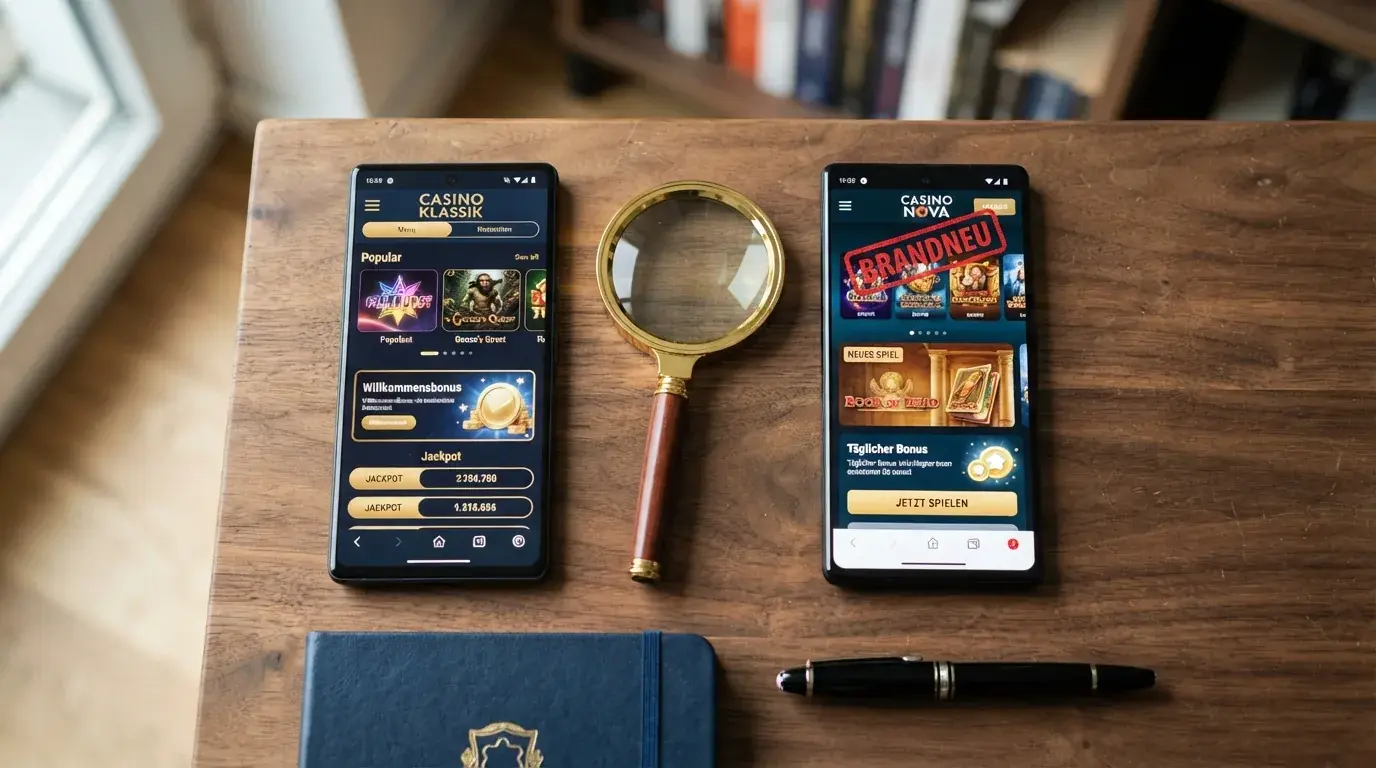 Neues Casino-Interface mit „Brandneu“-Stempel und verstecktem Kleingedruckten