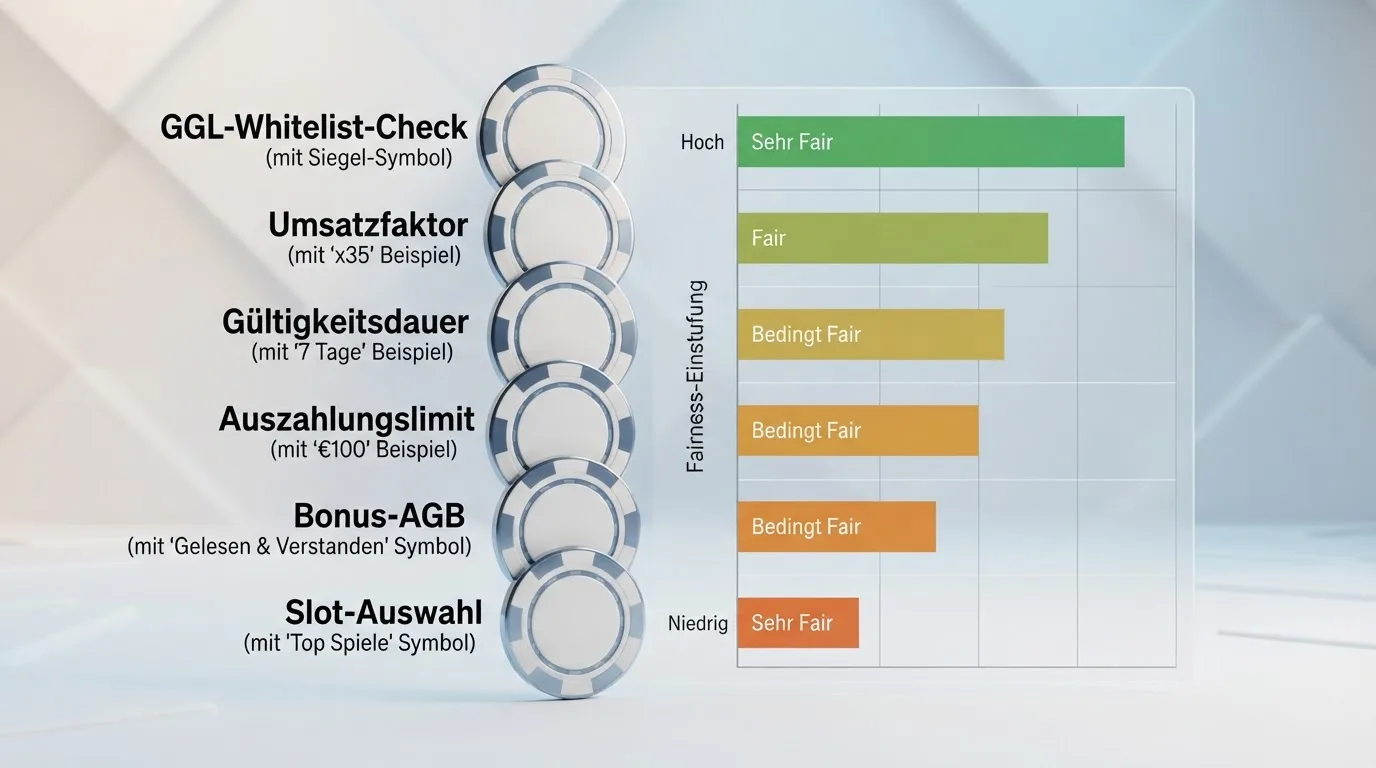 Grafische Checkliste der sechs Prüfkriterien für Freispiel-Angebote