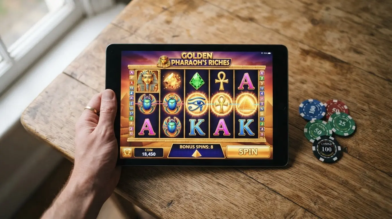 Slot-Spielautomat mit sichtbarem Bonusguthaben-Zähler am Bildschirmrand
