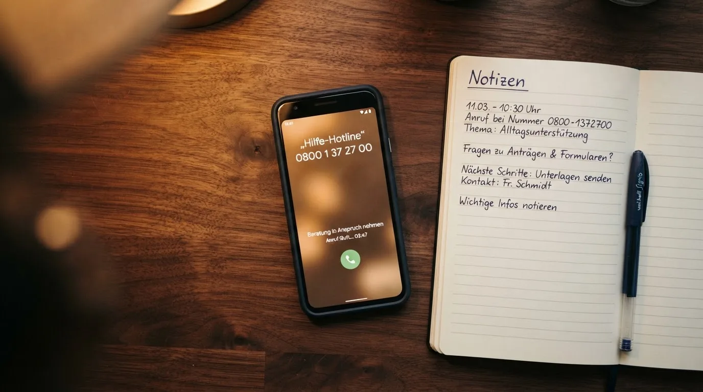 Ein Smartphone mit geöffneter Hilfeseite zur Glücksspielberatung