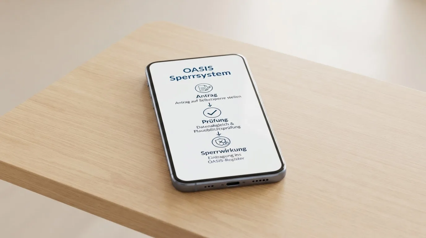 Grafische Darstellung des OASIS-Sperrsystems von Antrag bis Sperrwirkung