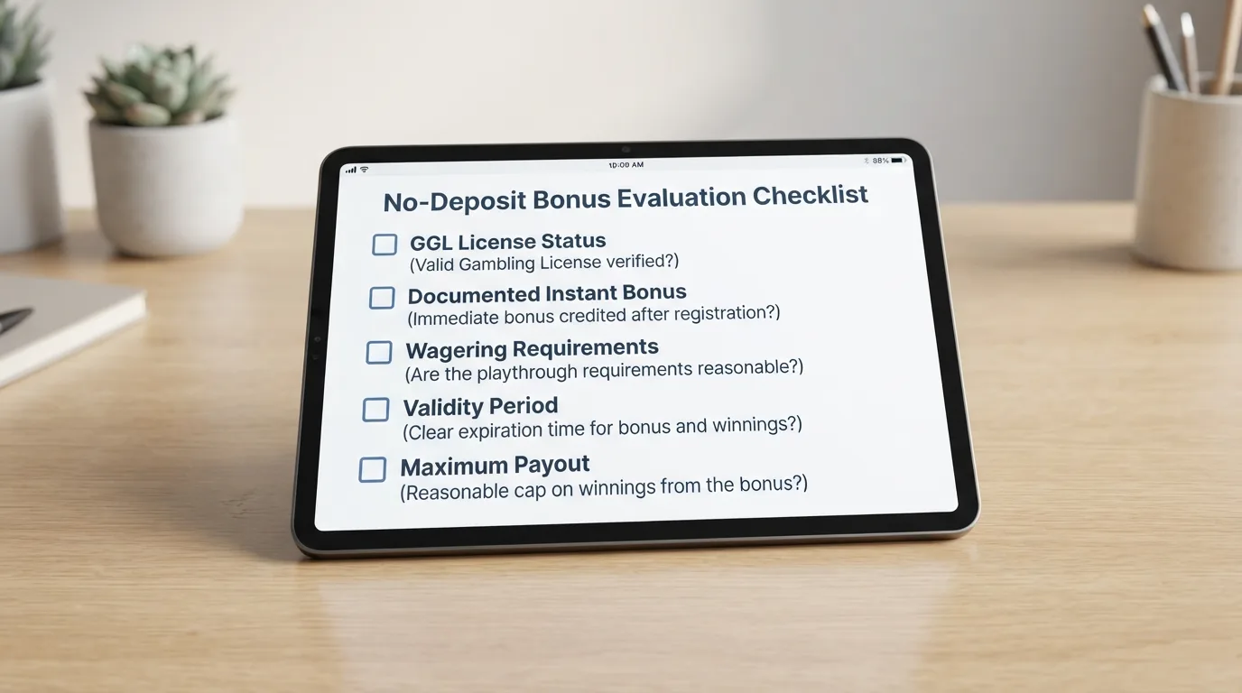 Checkliste mit fünf Testkriterien und Redaktions-Bewertungsskala