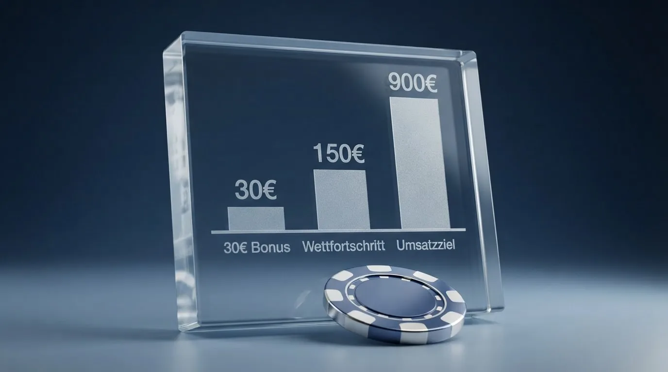 Infografik: 30 Euro Bonus mal 30x Umsatz gleich 900 Euro Einsatz