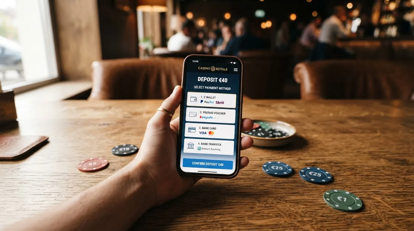 Zahlungsmethoden-Icons von PayPal, Paysafecard, Visa und Klarna mit 40-Euro-Betrag im Zentrum